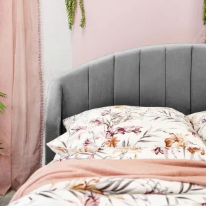 Łóżko Reine Welurowe Szare 140X200 Cm