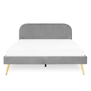 Łóżko Venlo Welurowe Szare 160X200 Cm