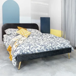 Łóżko Venlo Welurowe Szare 160X200 Cm