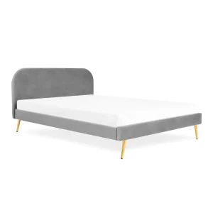 Łóżko Venlo Welurowe Szare 160X200 Cm