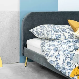 Łóżko Venlo Welurowe Szare 160X200 Cm