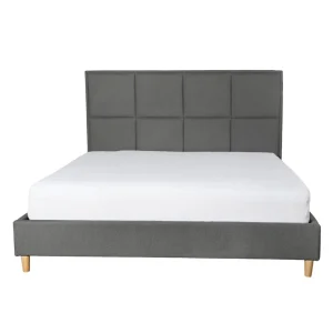 Łóżko Ze Stelazem Aster W Tkaninie Ciemnoszare 140X200 Cm