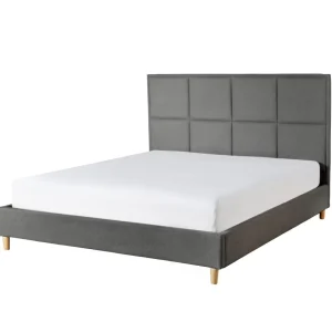 Łóżko Ze Stelazem Aster W Tkaninie Ciemnoszare 140X200 Cm