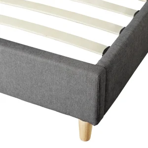 Łóżko Ze Stelazem Aster W Tkaninie Ciemnoszare 140X200 Cm