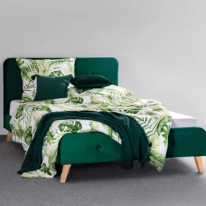 Łóżko Ze Stelazem Mikkel Welurowe Zielone 160X200 Cm
