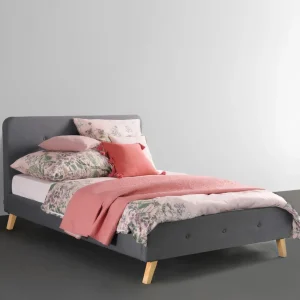 Łóżko Ze Stelazem Mikkel Welurowe Szare 160X200 Cm