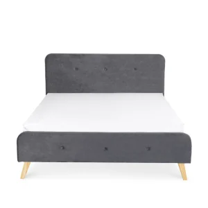 Łóżko Ze Stelazem Mikkel Welurowe Szare 160X200 Cm