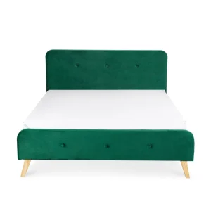 Łóżko Ze Stelazem Mikkel Welurowe Zielone 160X200 Cm