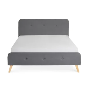 Łóżko Ze Stelazem Mikkel Welurowe Szare 160X200 Cm