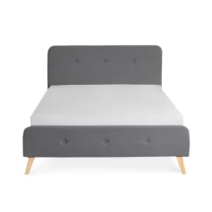 Łóżko Ze Stelazem Mikkel Welurowe Szare 140X200 Cm