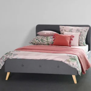 Łóżko Ze Stelazem Mikkel Welurowe Szare 160X200 Cm