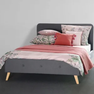 Łóżko Ze Stelazem Mikkel Welurowe Szare 140X200 Cm