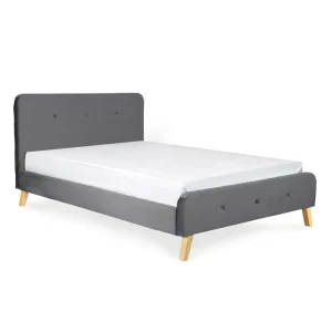 Łóżko Ze Stelazem Mikkel Welurowe Szare 160X200 Cm