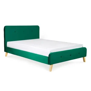 Łóżko Ze Stelazem Mikkel Welurowe Zielone 160X200 Cm