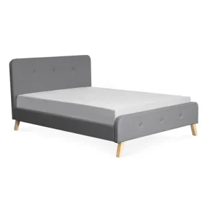 Łóżko Ze Stelazem Mikkel Welurowe Szare 160X200 Cm