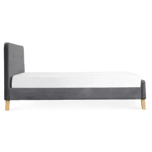 Łóżko Ze Stelazem Mikkel Welurowe Szare 160X200 Cm