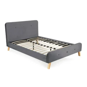 Łóżko Ze Stelazem Mikkel Welurowe Szare 160X200 Cm