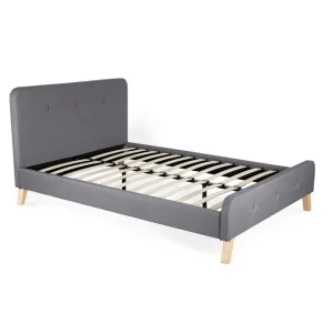 Łóżko Ze Stelazem Mikkel Welurowe Szare 140X200 Cm