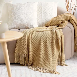 Koc Chenille Szenilowy Bezowy 130X170 Cm