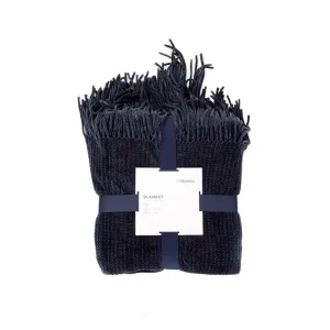 Koc Chenille Szenilowy Granatowy 130X170 Cm