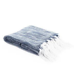 Koc Risa Granatowy Z Przeszyciami 130X170