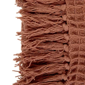 Koc Vaffel Z Fredzlami Ceglasty 130X170 Cm