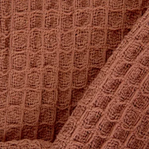 Koc Vaffel Z Fredzlami Ceglasty 130X170 Cm