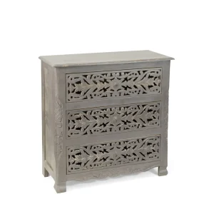 Komoda Z Szufladami Banhi Lite Drewno Mango Zlobione 90X40X90 Cm