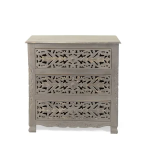 Komoda Z Szufladami Banhi Lite Drewno Mango Zlobione 90X40X90 Cm