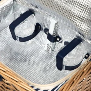 Kosz Piknikowy Lorenzo Dla 2 Osob W Granatowe Paski 32X26X16 Cm