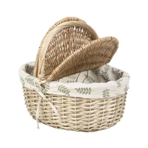 Kosz Piknikowy Lorenzo Naturalny W Listki 40X30X18/34 Cm
