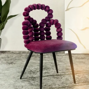 Krzeslo Bubble Beam Welurowe Bordowe Z Czarnymi Nogami 56,5X52X87 Cm