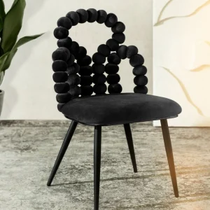 Krzeslo Bubble Beam Welurowe Czarne Z Czarnymi Nogami 56,5X52X87 Cm