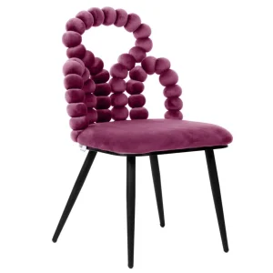 Krzeslo Bubble Beam Welurowe Bordowe Z Czarnymi Nogami 56,5X52X87 Cm