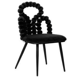 Krzeslo Bubble Beam Welurowe Czarne Z Czarnymi Nogami 56,5X52X87 Cm