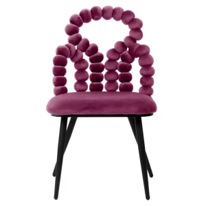 Krzeslo Bubble Beam Welurowe Bordowe Z Czarnymi Nogami 56,5X52X87 Cm