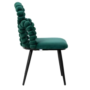 Krzeslo Bubble Beam Welurowe Zielone Z Czarnymi Nogami 56,5X52X87 Cm