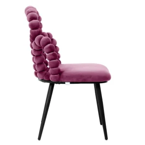 Krzeslo Bubble Beam Welurowe Bordowe Z Czarnymi Nogami 56,5X52X87 Cm