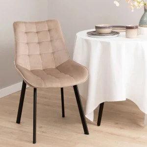 Krzeslo Colin Welurowe Bezowe 53X61X88 Cm