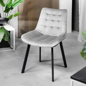 Krzeslo Colin Welurowe Szare 53X61X88 Cm