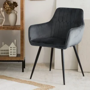 Krzeslo Etienne Welurowe Szare 56X61X86 Cm