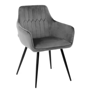 Krzeslo Etienne Welurowe Szare 56X61X86 Cm