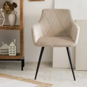 Krzeslo Fellice Welurowe Bezowe 56X61X86 Cm