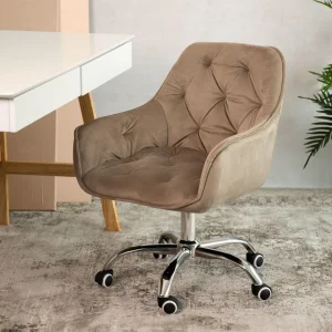 Krzeslo Flossi Welurowe Obrotowe Bezowe 57X65X90 Cm