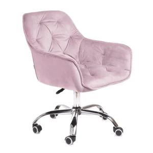 Krzeslo Flossi Welurowe Obrotowe Rozowe 57X65X90 Cm