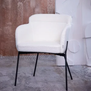 Krzeslo Fluffy Ecru W Tkaninie Teddy 57X60X78 Cm