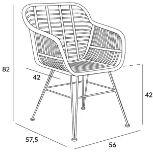 Krzeslo Jardin Plecione Czarne 57X62X81 Cm