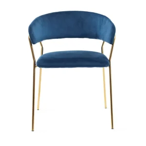 Krzeslo Lira Welurowe Granatowe Ze Zlotymi Nogami 57X47X79 Cm