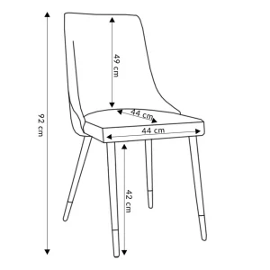 Krzeslo Logan Welurowe Czarne 44X44X92 Cm