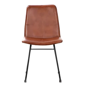 Krzeslo Nerea W Obiciu Ze Skory Bawolej Brazowe 46X58X86 Cm